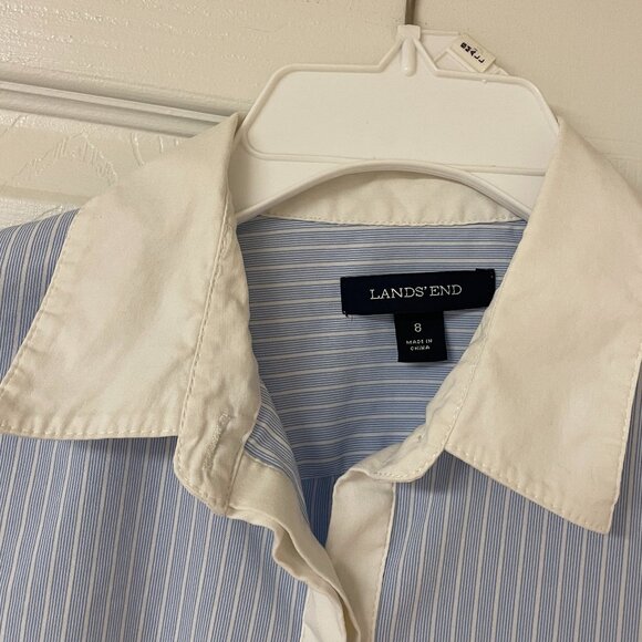 Lands End Women's Size 8 Long Sleeve Dress Shirt - Pinstripes - Picture 3 of 12